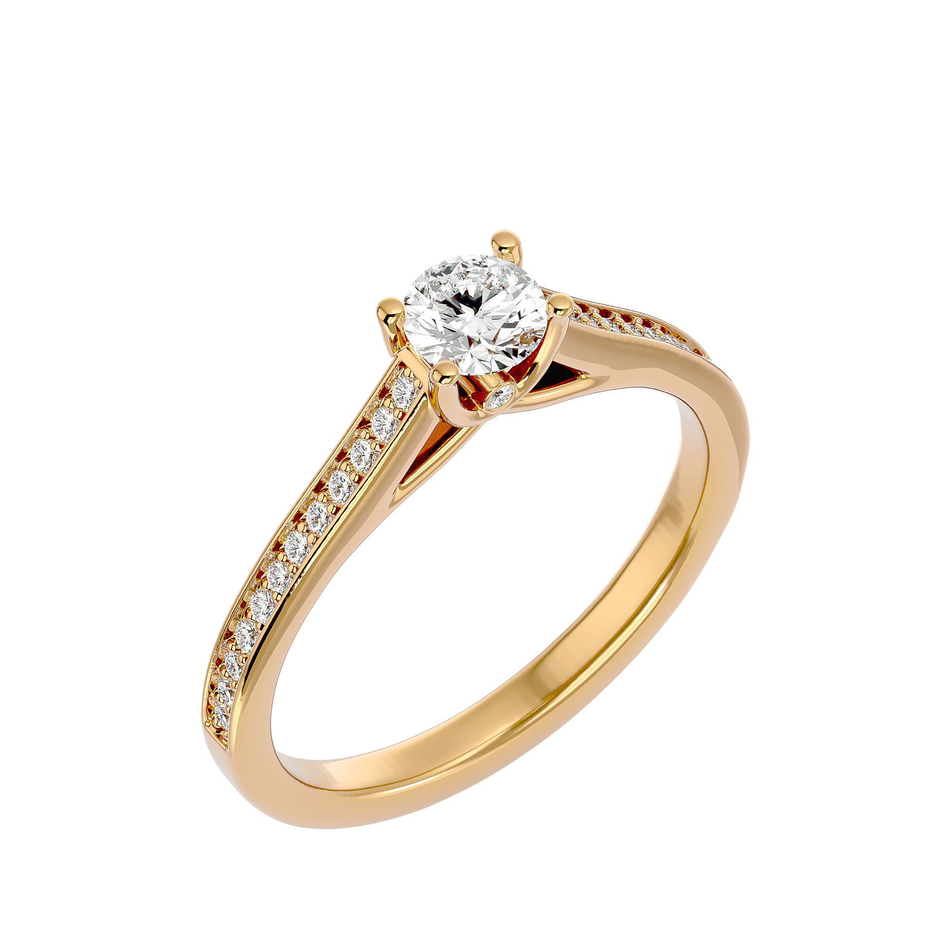 Lab Grown Round Diamond Solitaire Ring In Yellow Gold