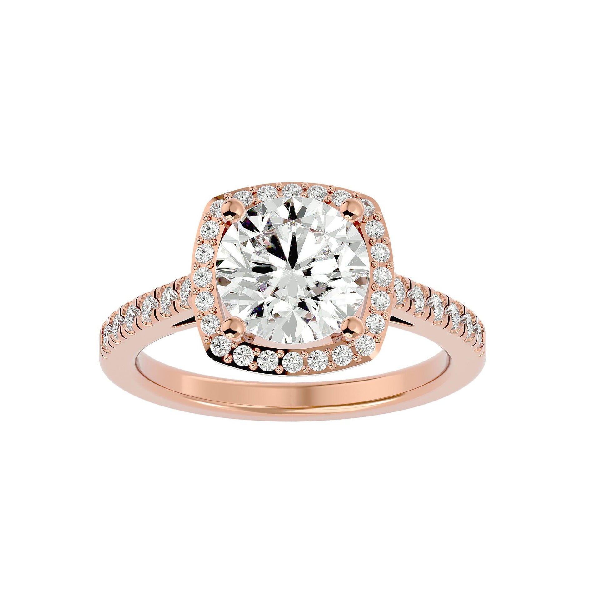 Lab Grown Round Diamond Halo Ring In Rose Gold