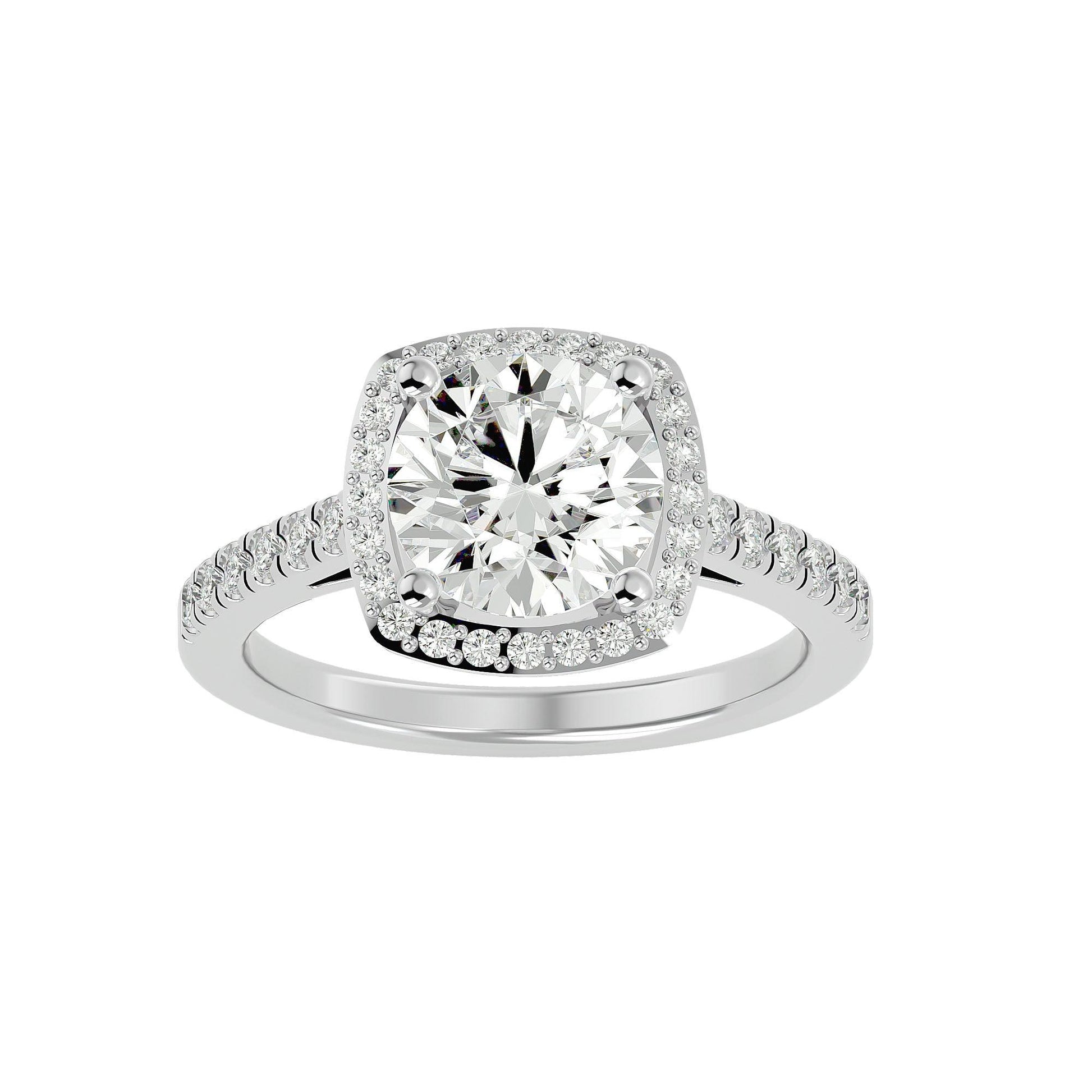 Lab Grown Round Diamond Halo Platinum Ring