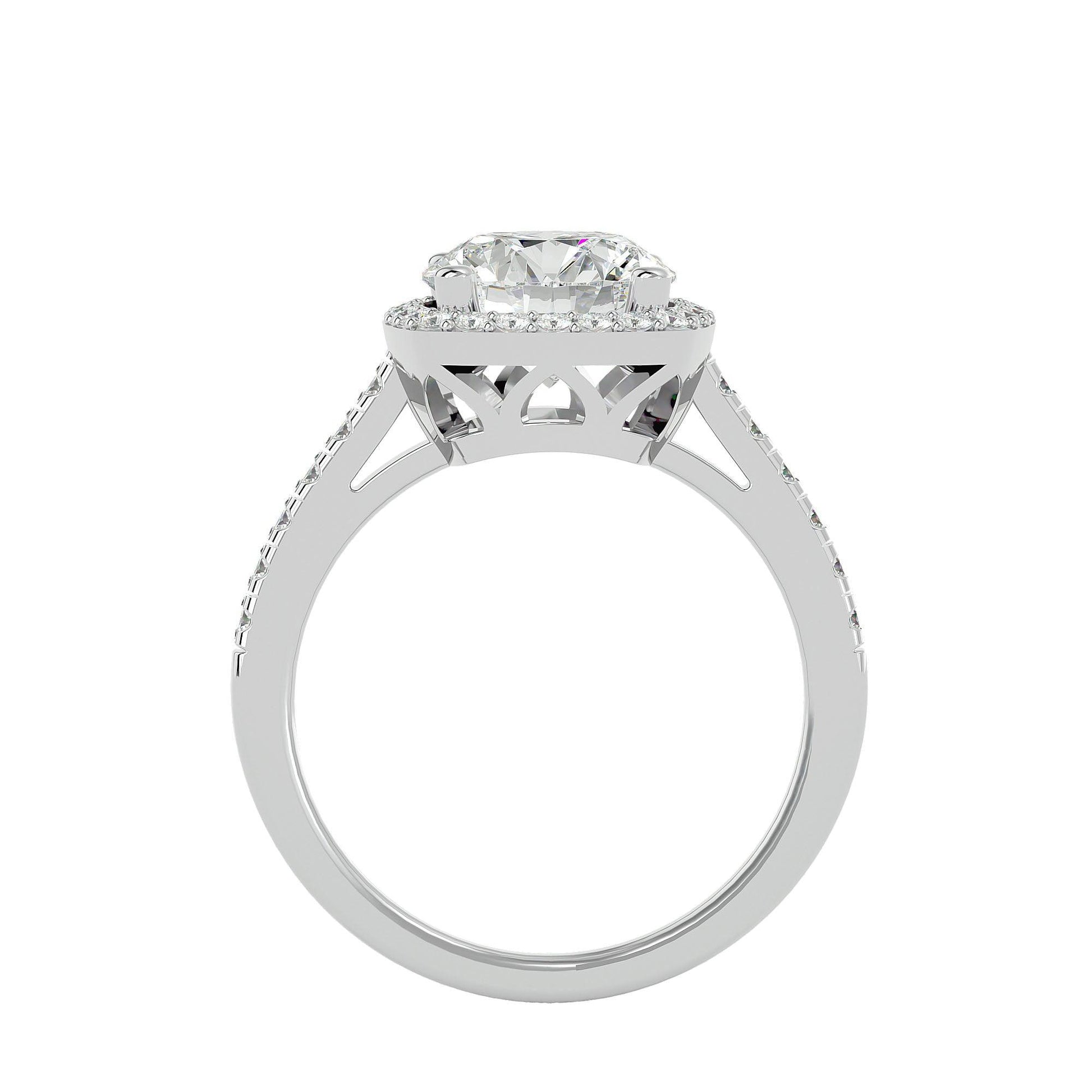 Lab Grown Round Diamond Halo Platinum Ring