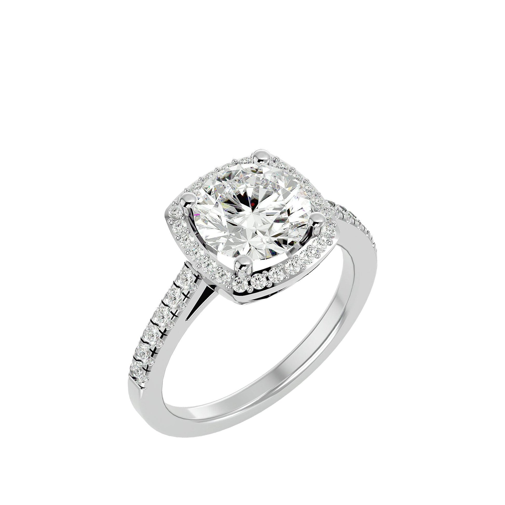 Lab Grown Round Diamond Halo Platinum Ring