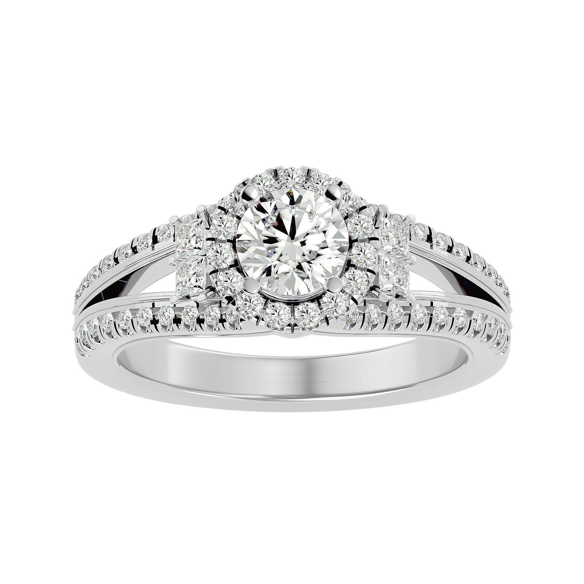 Lab Grown Round Diamond Halo Ring In Platinum