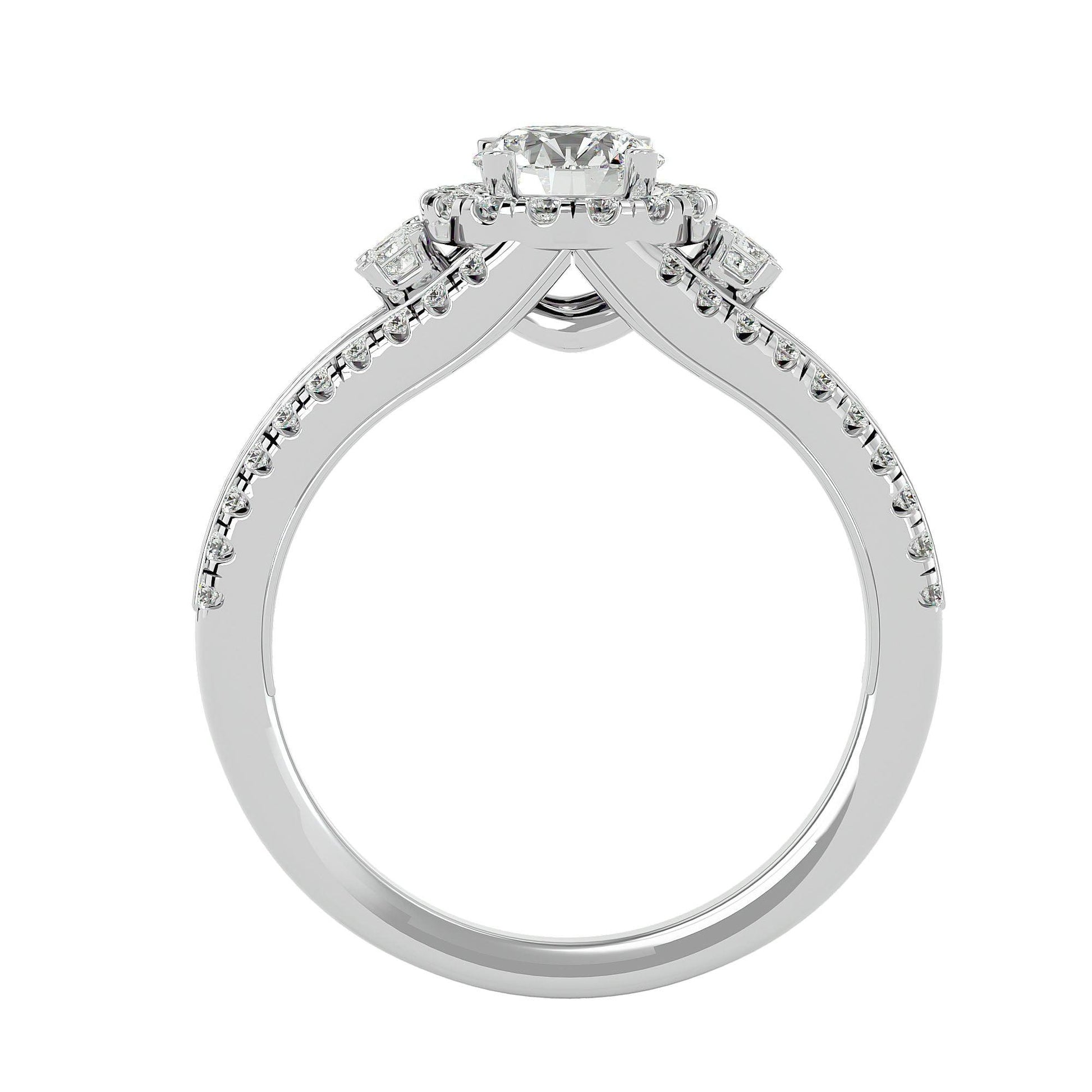 Lab Grown Round Diamond Halo Ring In Platinum