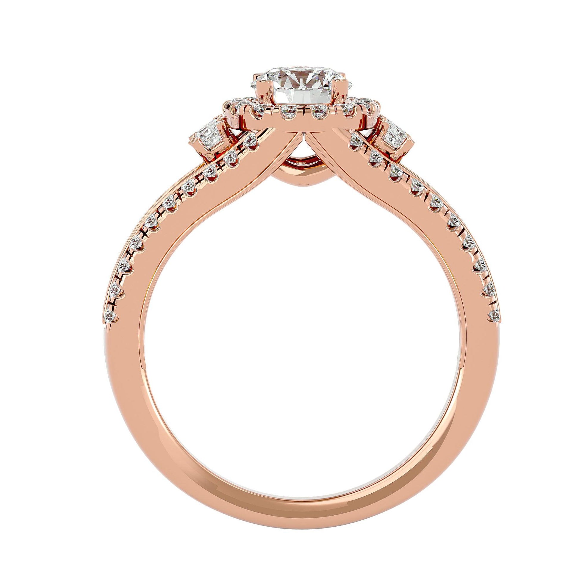 Lab Grown Round Diamond Halo Ring In Rose Gold