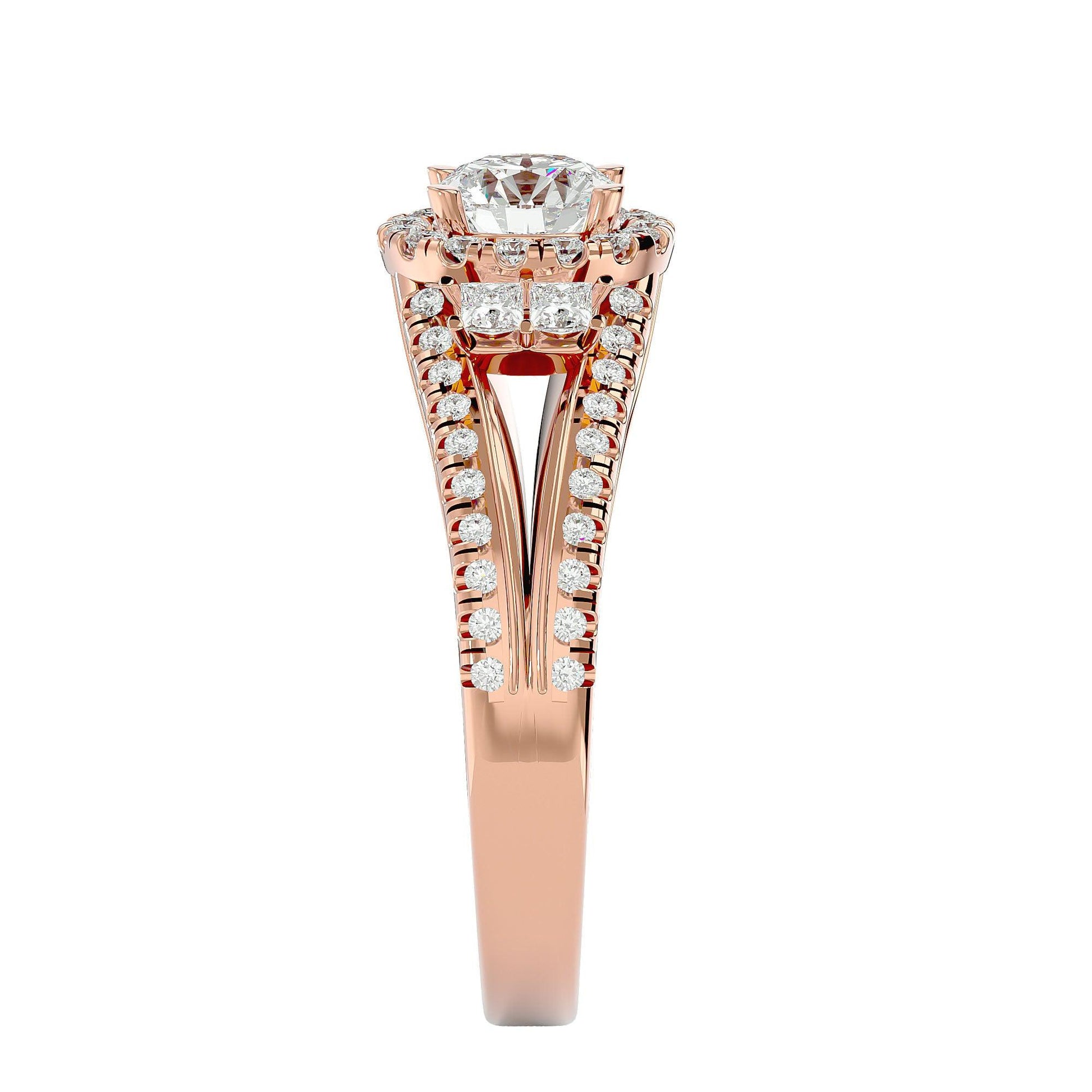 Lab Grown Round Diamond Halo Ring In Rose Gold