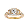 Lab Grown Round Diamond Halo Ring In Yellow Gold Triple Accents