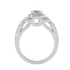 Lab Grown Round Diamond Halo Ring In Platinum Triple Accents