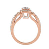 Lab Grown Round Diamond Halo Ring In Rose Gold Triple Accents