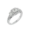 Lab Grown Round Diamond Halo Ring In Platinum Triple Accents