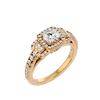 Lab Grown Round Diamond Halo Ring In Yellow Gold Triple Accents