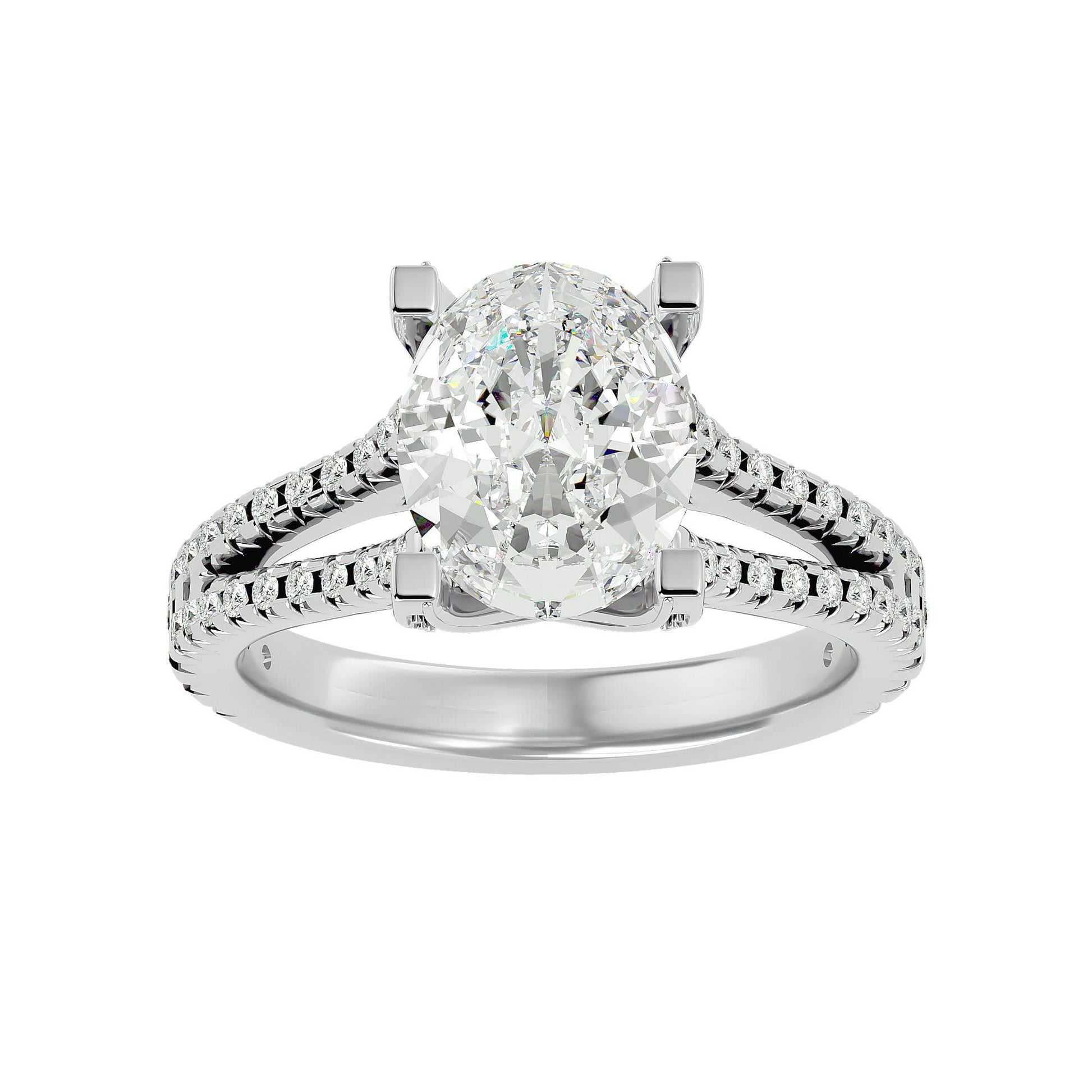 Artisanal Adorned Lab Grown Oval Diamond Halo In White Gold