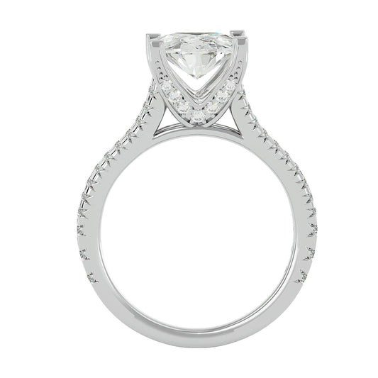 Artisanal Adorned Lab Grown Oval Diamond Halo Ring In Platinum