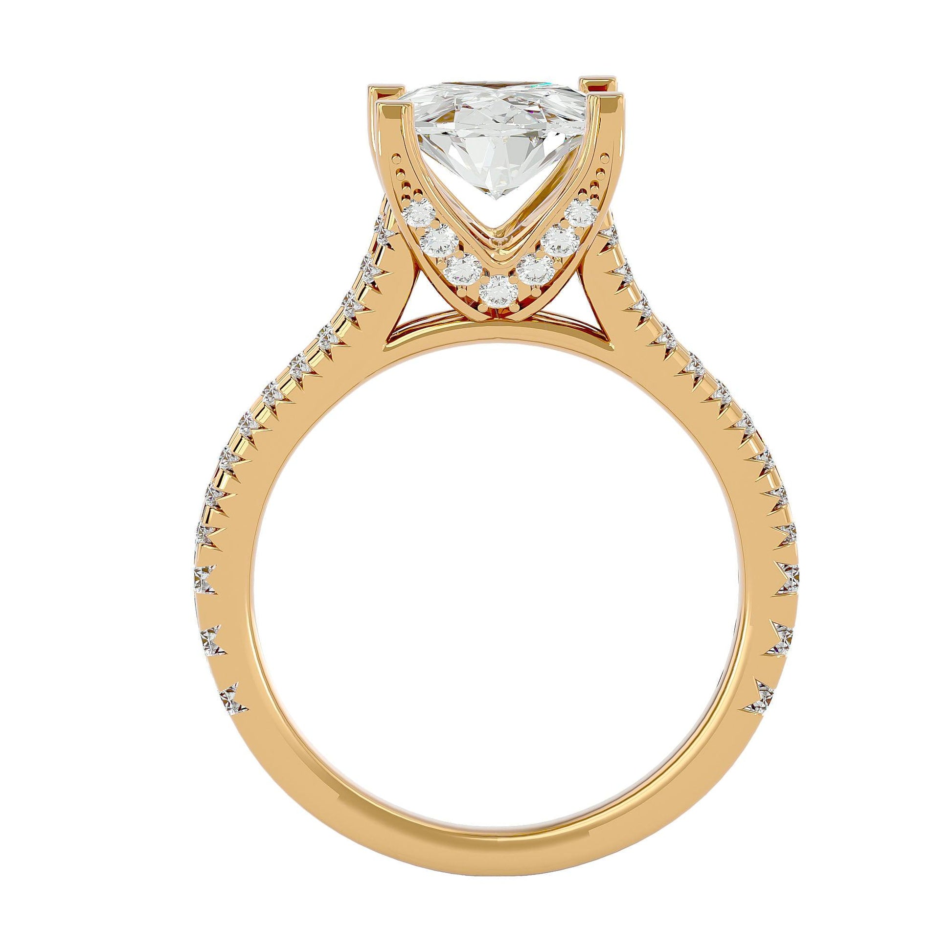 Artisanal Adorned Lab Grown Oval Diamond Halo Ring In Yellow Gold