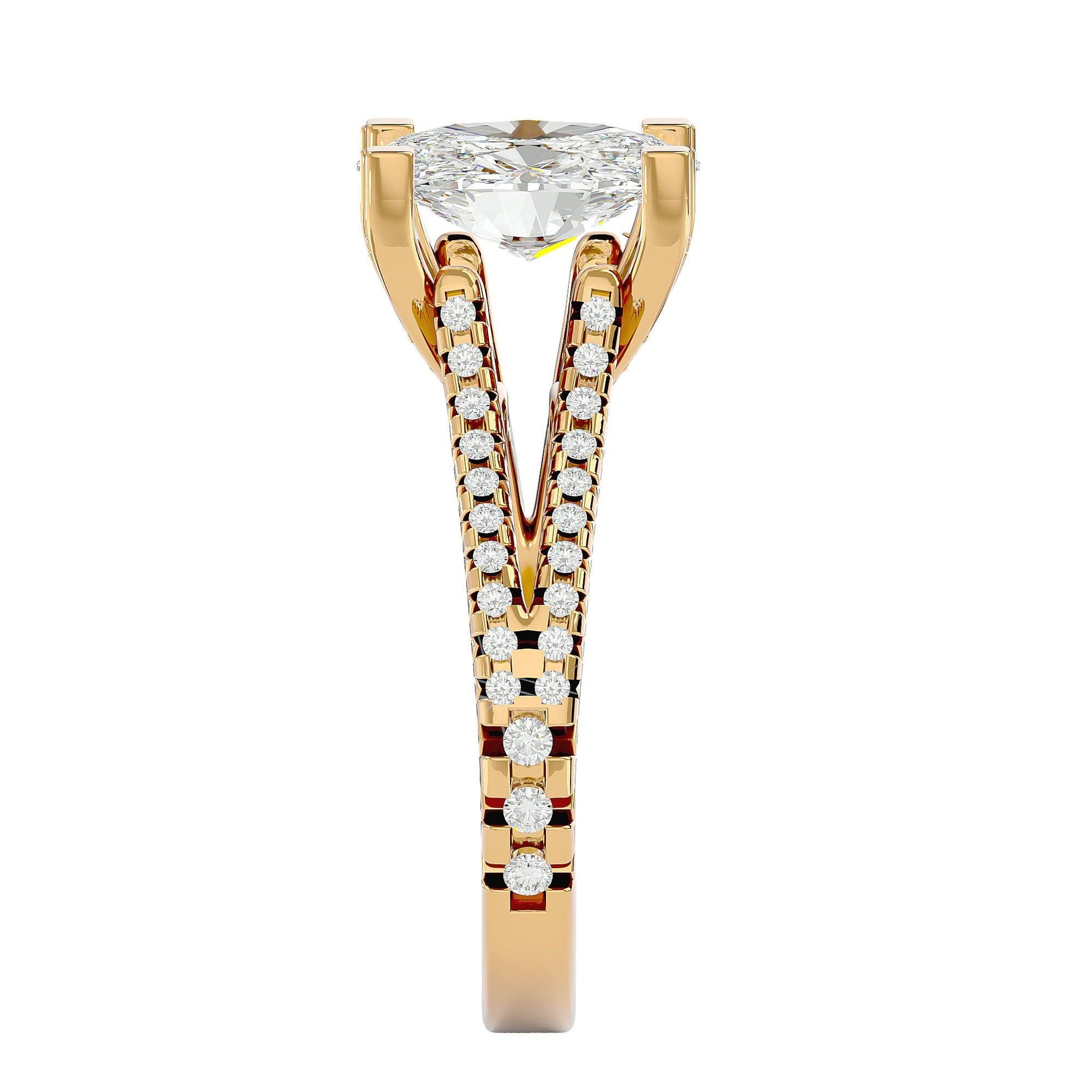 Artisanal Adorned Lab Grown Oval Diamond Halo Ring In Yellow Gold