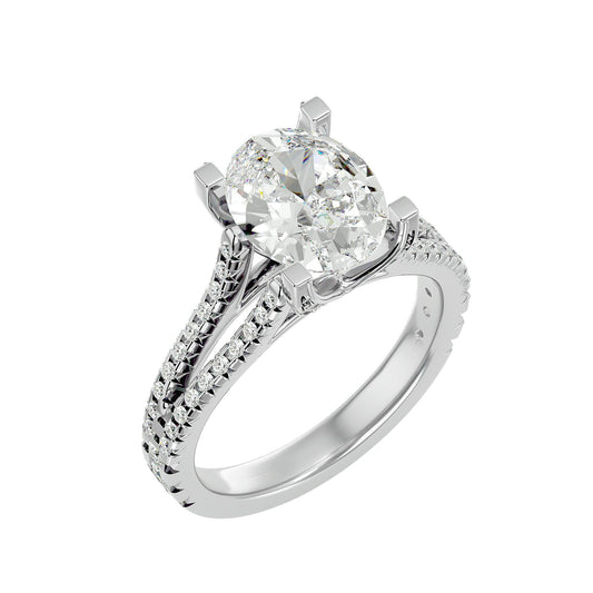 Artisanal Adorned Lab Grown Oval Diamond Halo In White Gold