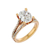 Artisanal Adorned Lab Grown Oval Diamond Halo Ring In Yellow Gold