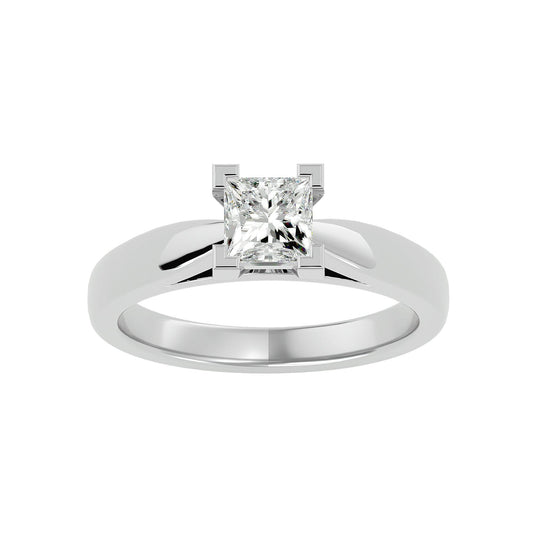 Lab Grown Princess Cut Diamond In White Gold Solitaire Ring