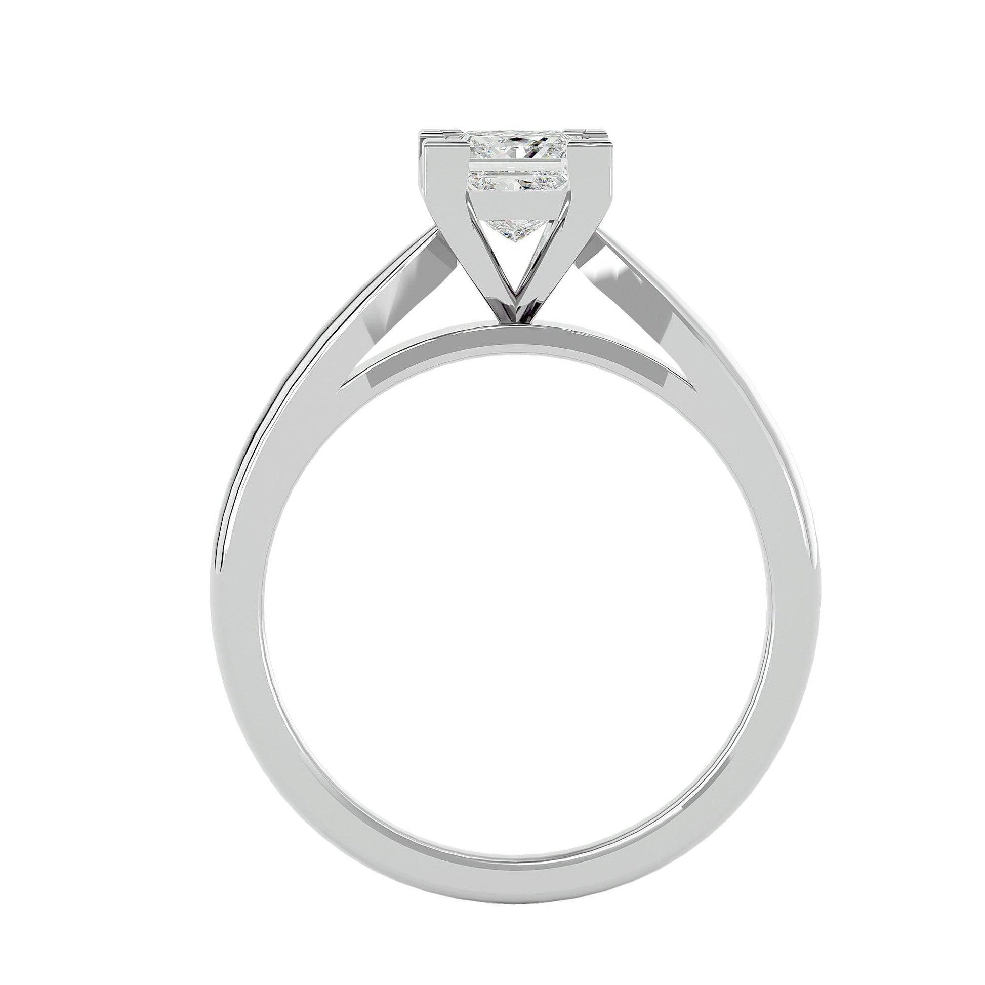 Lab Grown Princess Cut Diamond In White Gold Solitaire Ring