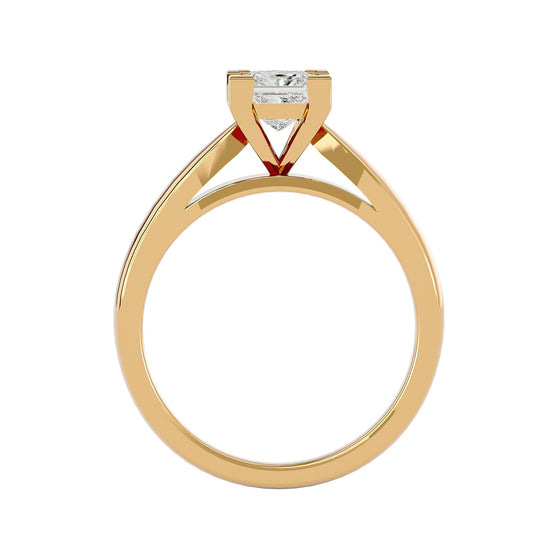 Lab Grown Princess Cut Solitaire Diamond Ring In Yellow Gold