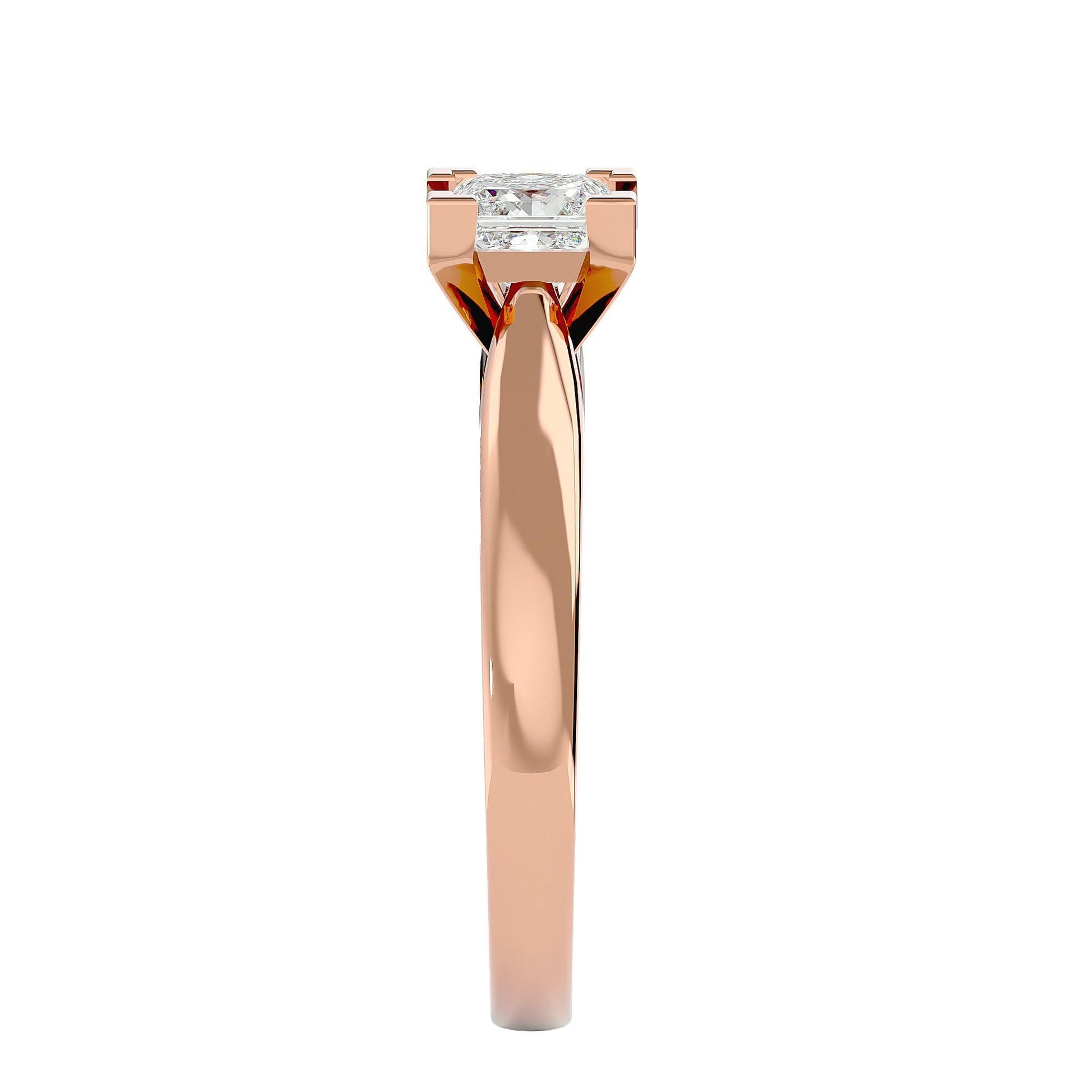 Lab Grown Princess Cut Solitaire Diamond Ring In Rose Gold