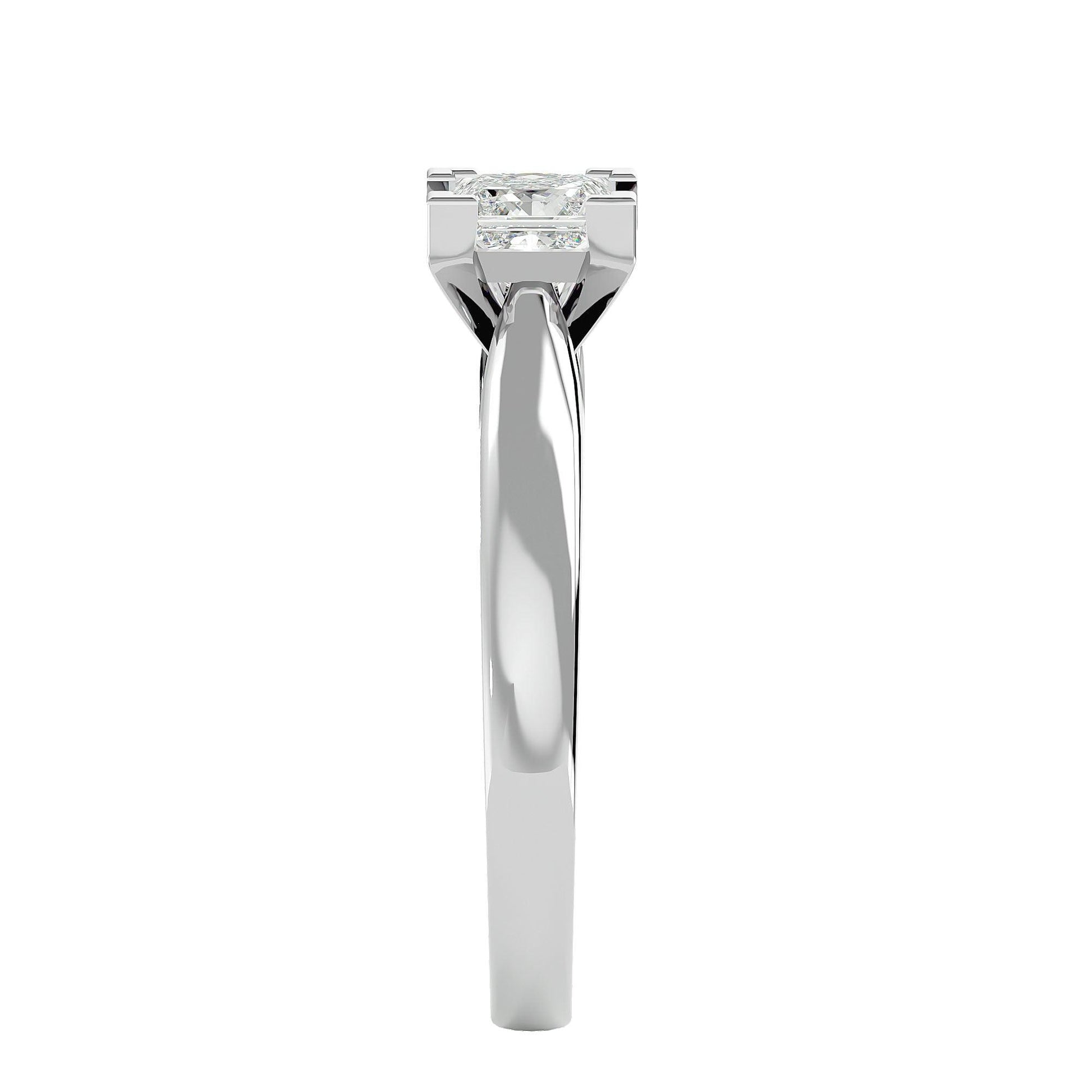 Lab Grown Princess Cut Diamond In White Gold Solitaire Ring