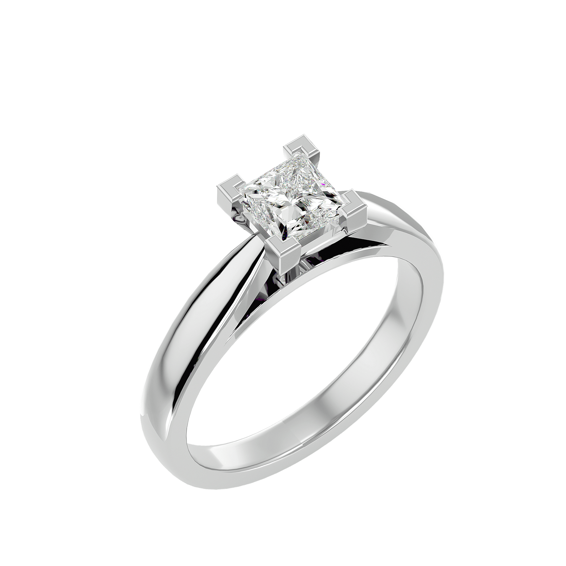 Lab Grown Princess Cut Diamond In White Gold Solitaire Ring