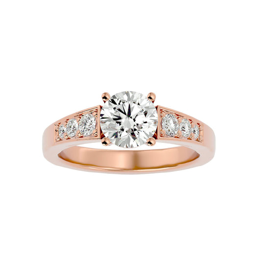 Lab Grown Round Diamond In Rose Gold Solitaire Ring