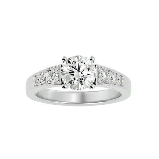 Lab Grown Round Diamond In Platinum Solitaire Ring