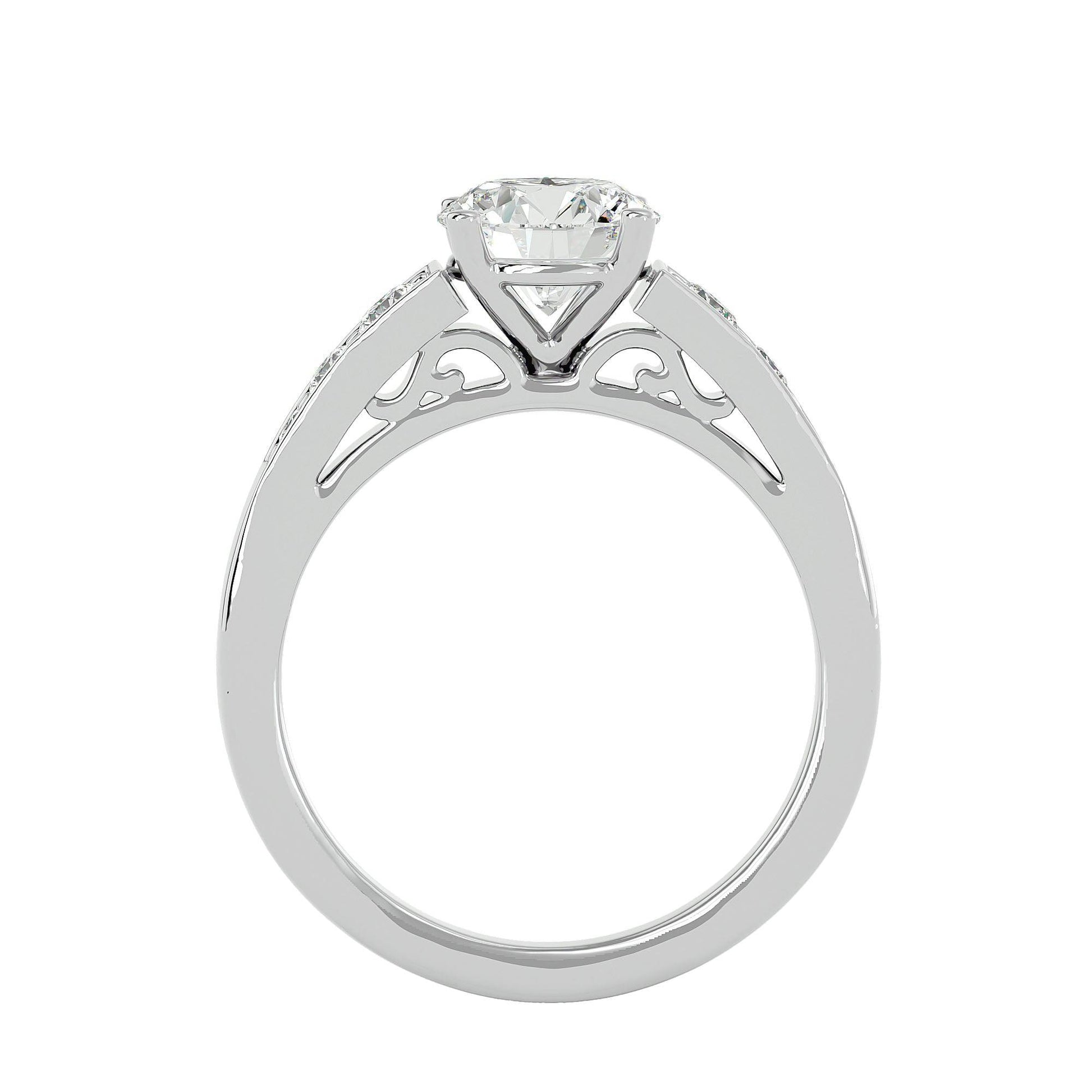 Lab Grown Round Diamond In Platinum Solitaire Ring