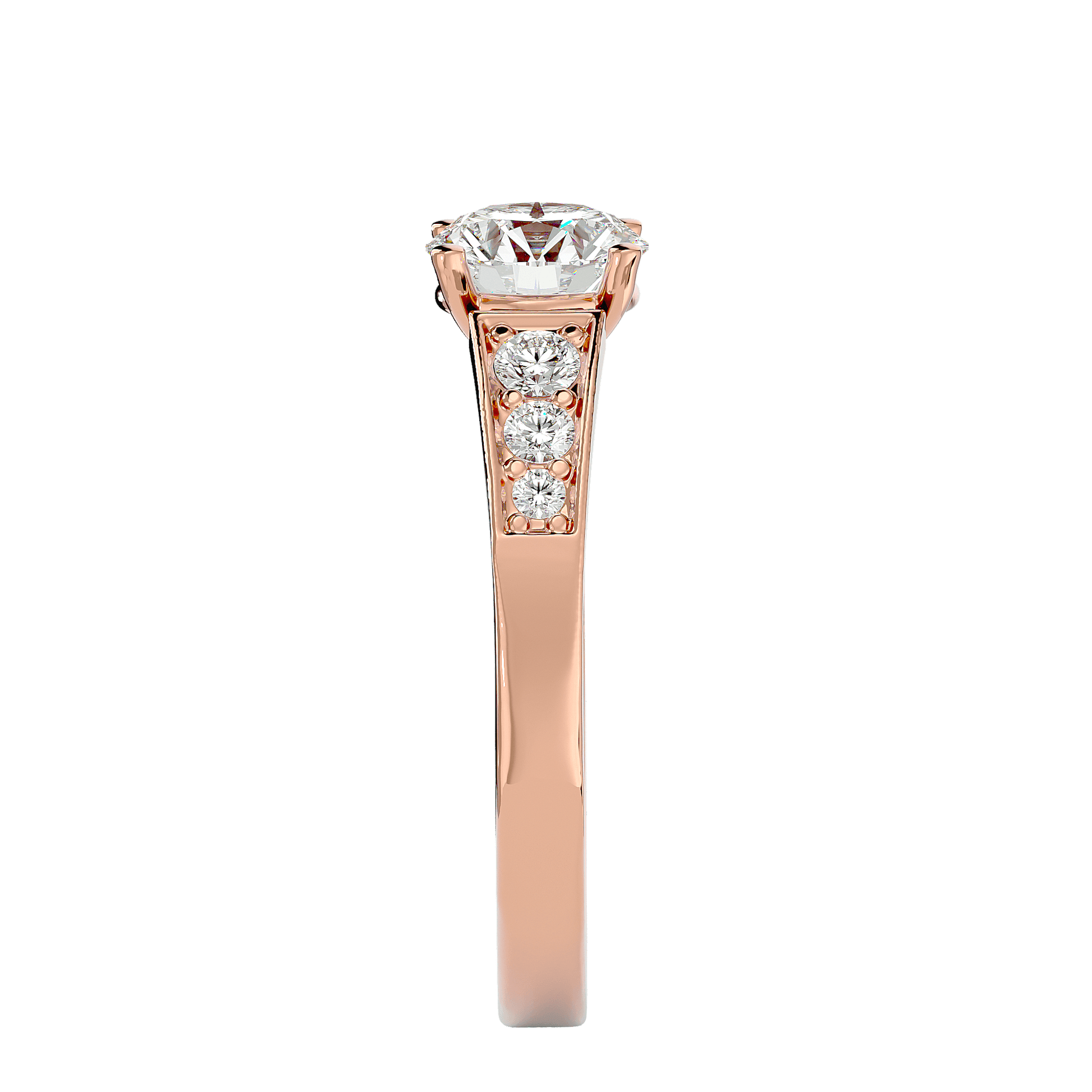 Lab Grown Round Diamond In Rose Gold Solitaire Ring