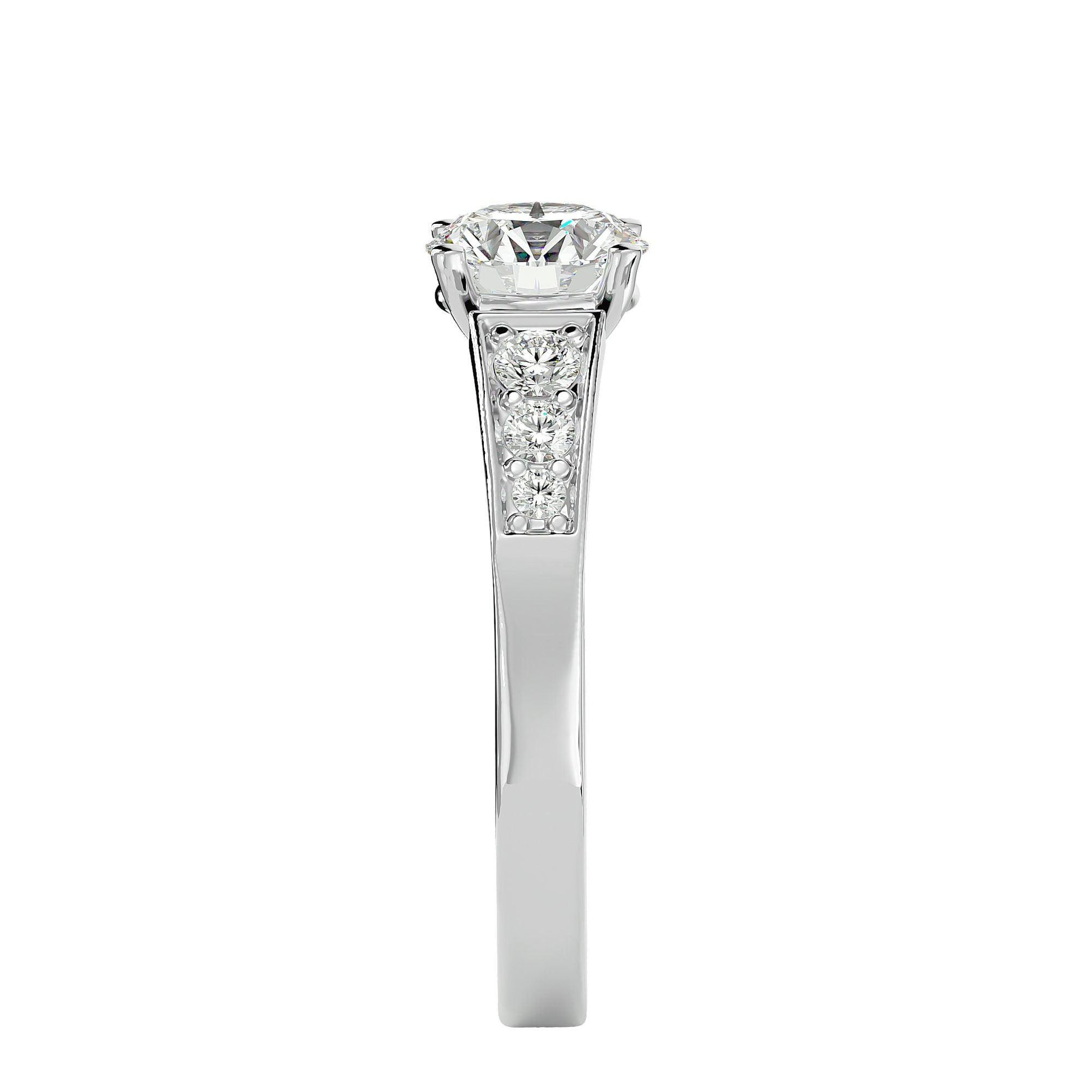 Lab Grown Round Diamond In Platinum Solitaire Ring