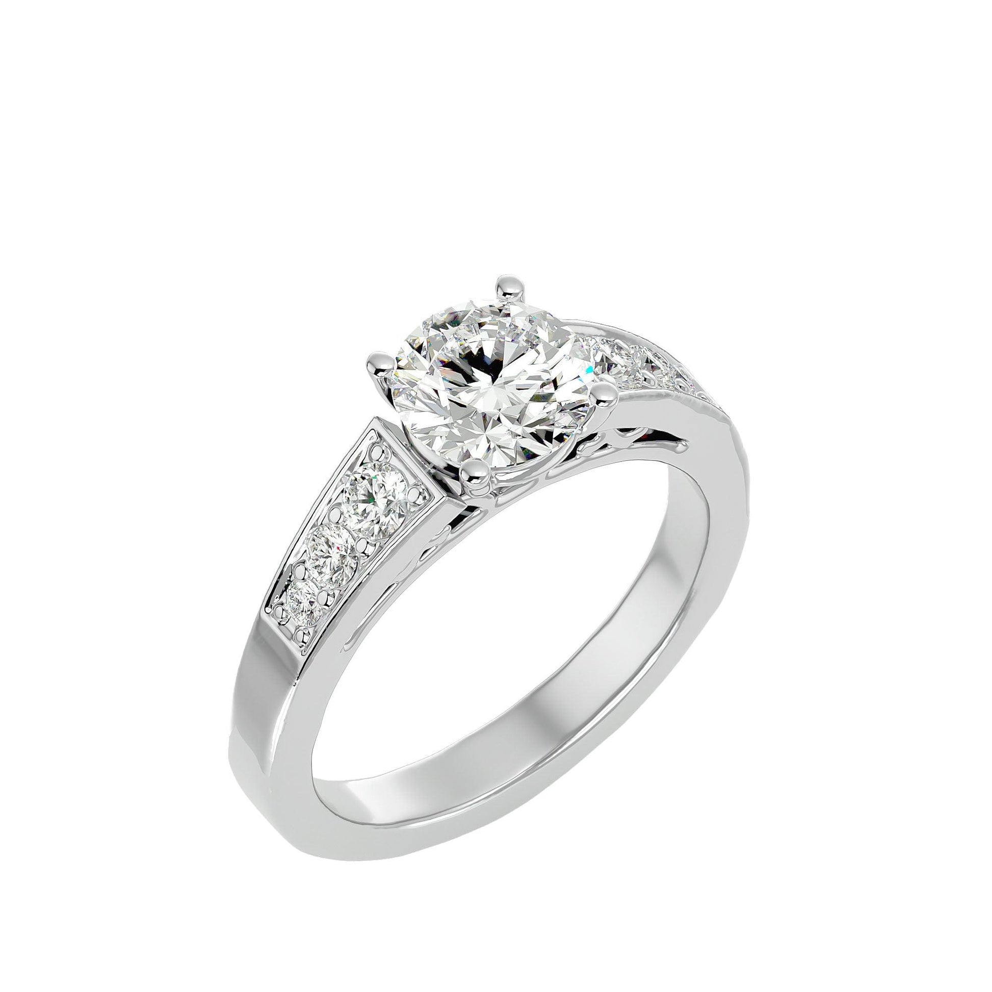 Lab Grown Round Diamond In Platinum Solitaire Ring