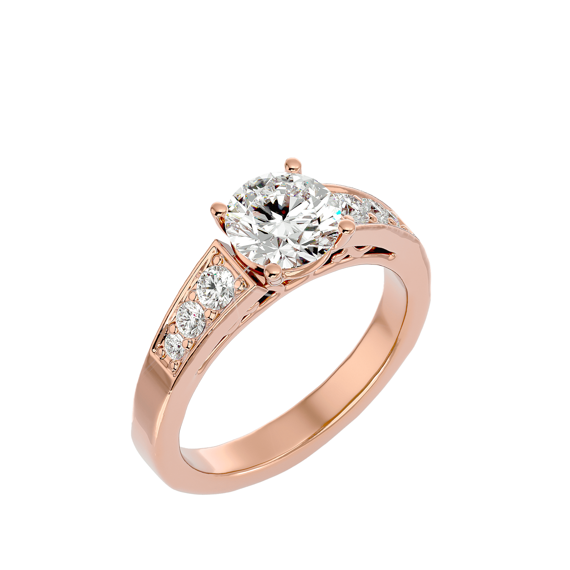 Lab Grown Round Diamond In Rose Gold Solitaire Ring