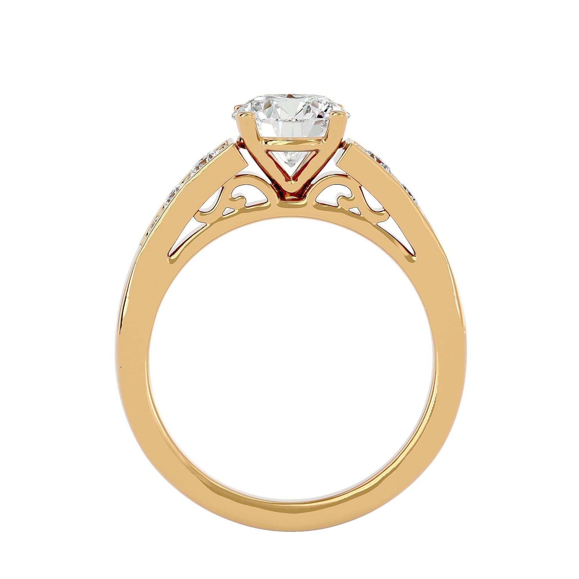 Lab Grown Round Diamond In Yellow Gold Solitaire Ring