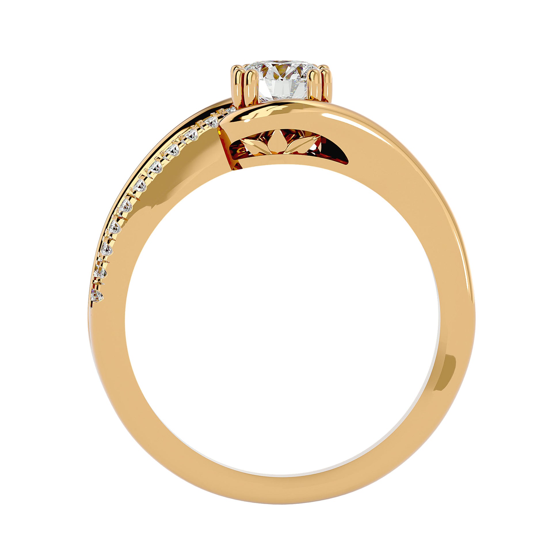 Lab Grown Round Cut Diamond Heavy Halo Ring In Yellow Gold