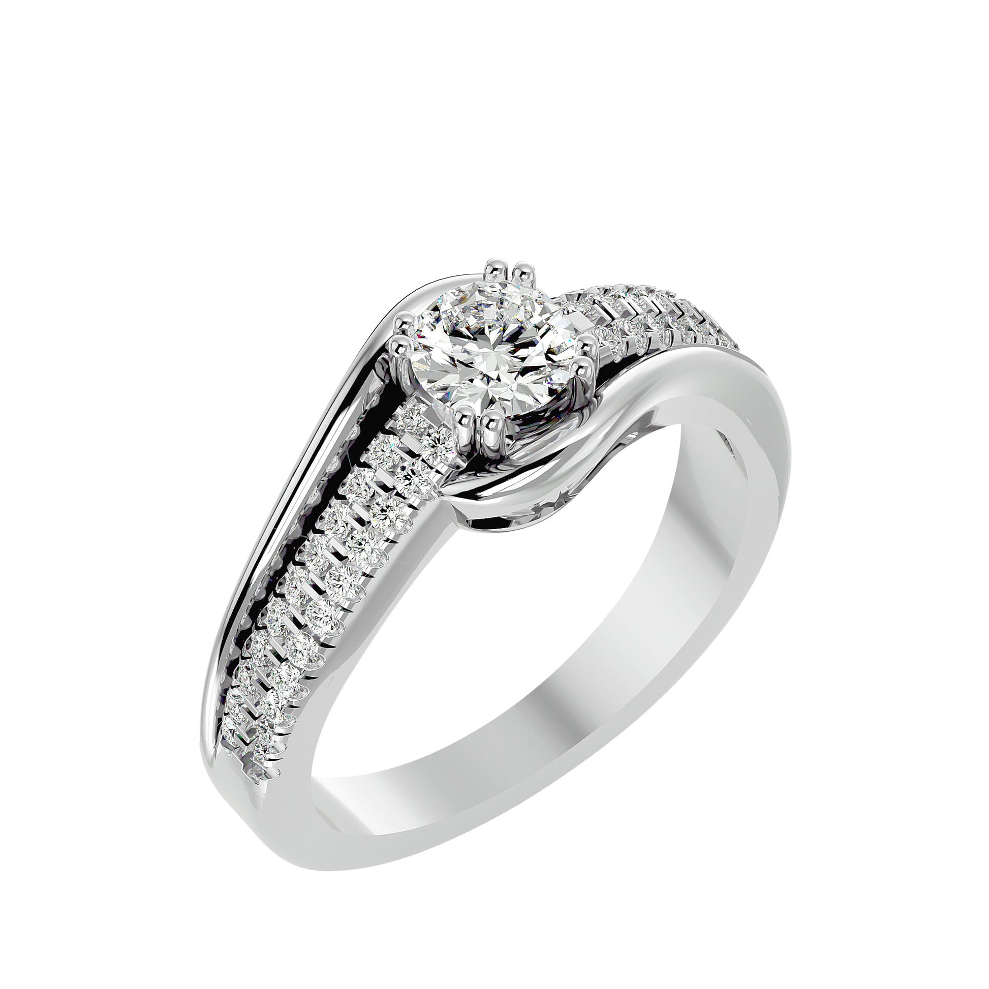 Lab Grown Round Cut Diamond Heavy Halo Ring In Platinum