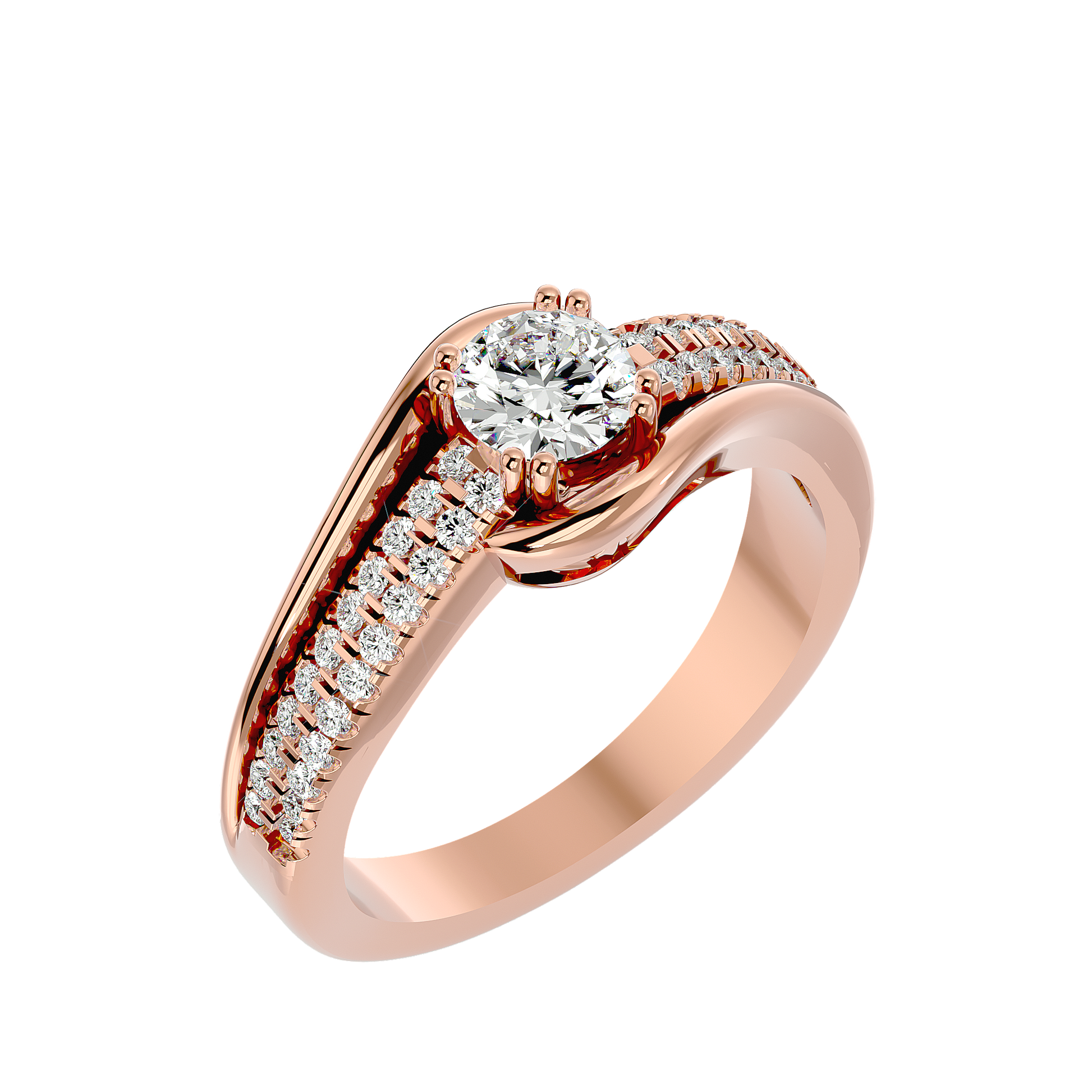 Lab Grown Round Cut Diamond Heavy Halo Ring In Rose Gold