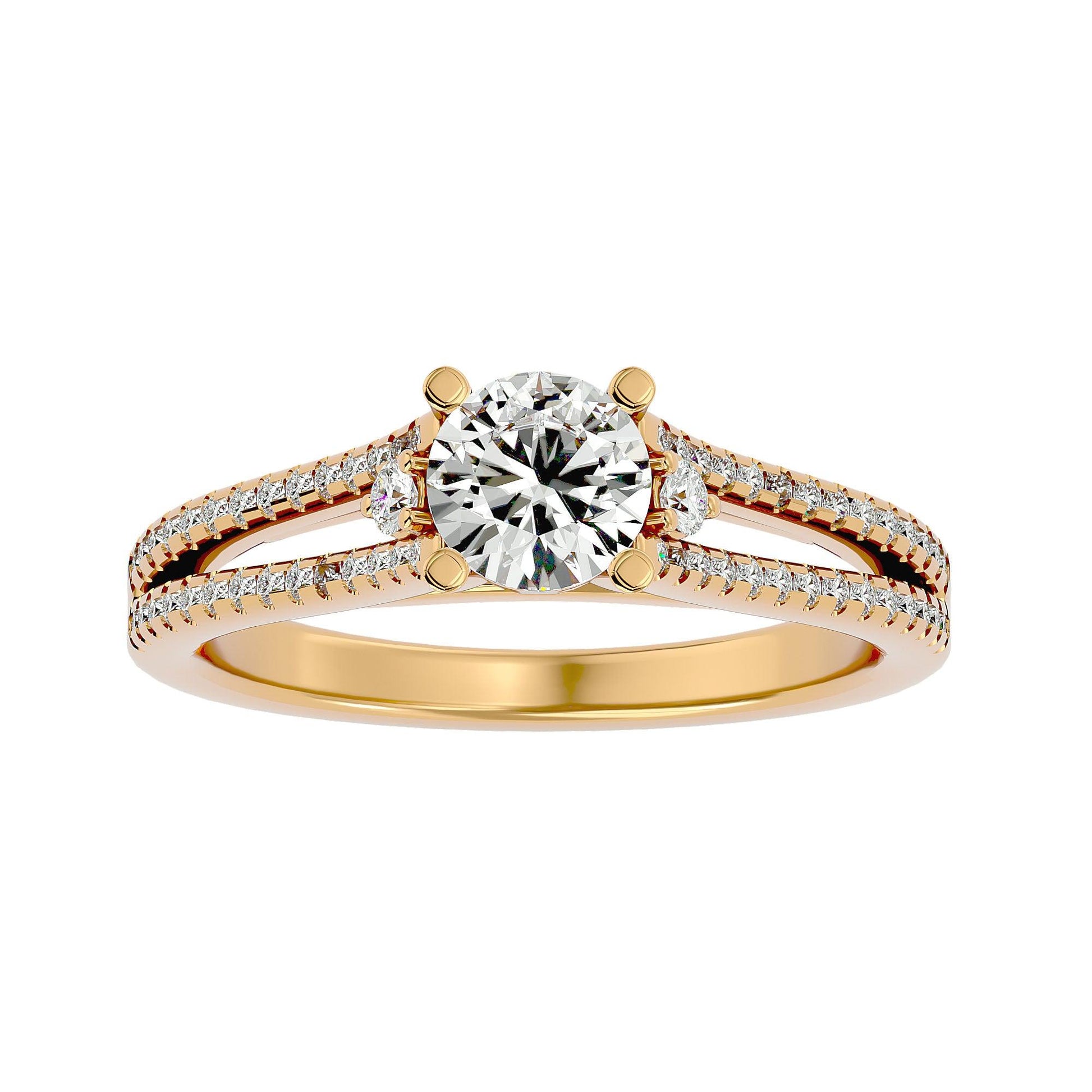 Lab Grown Round Diamond Halo Ring In Yellow Gold