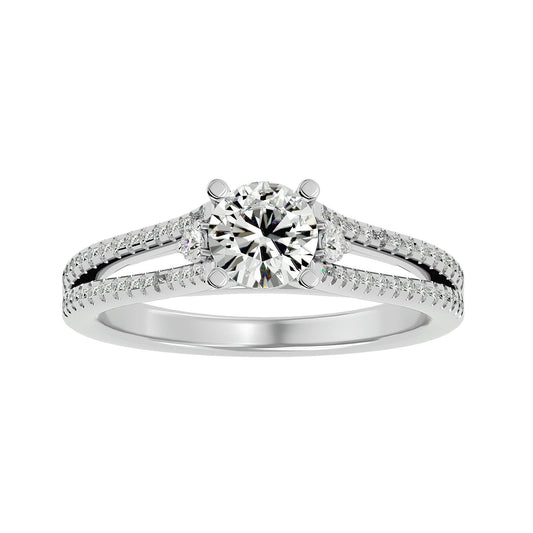 Lab Grown Round Diamond In Platinum Halo Ring