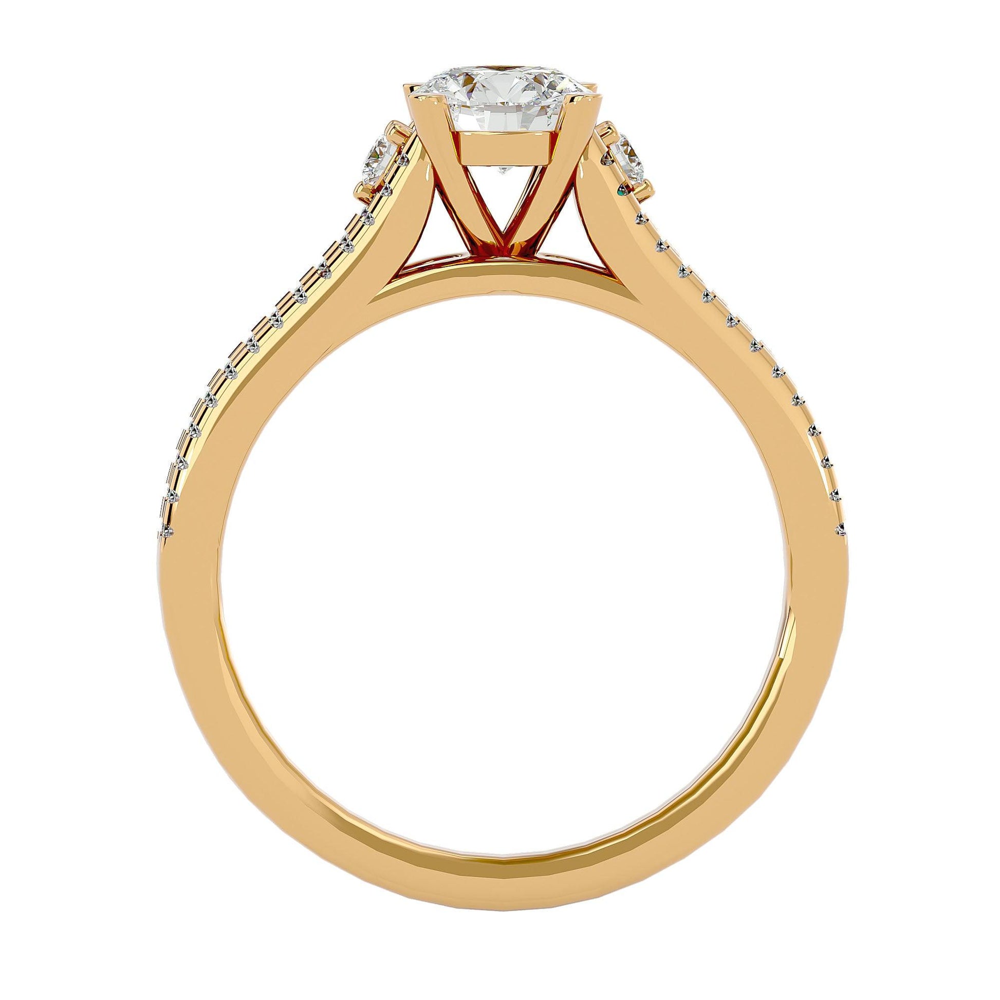 Lab Grown Round Diamond Halo Ring In Yellow Gold