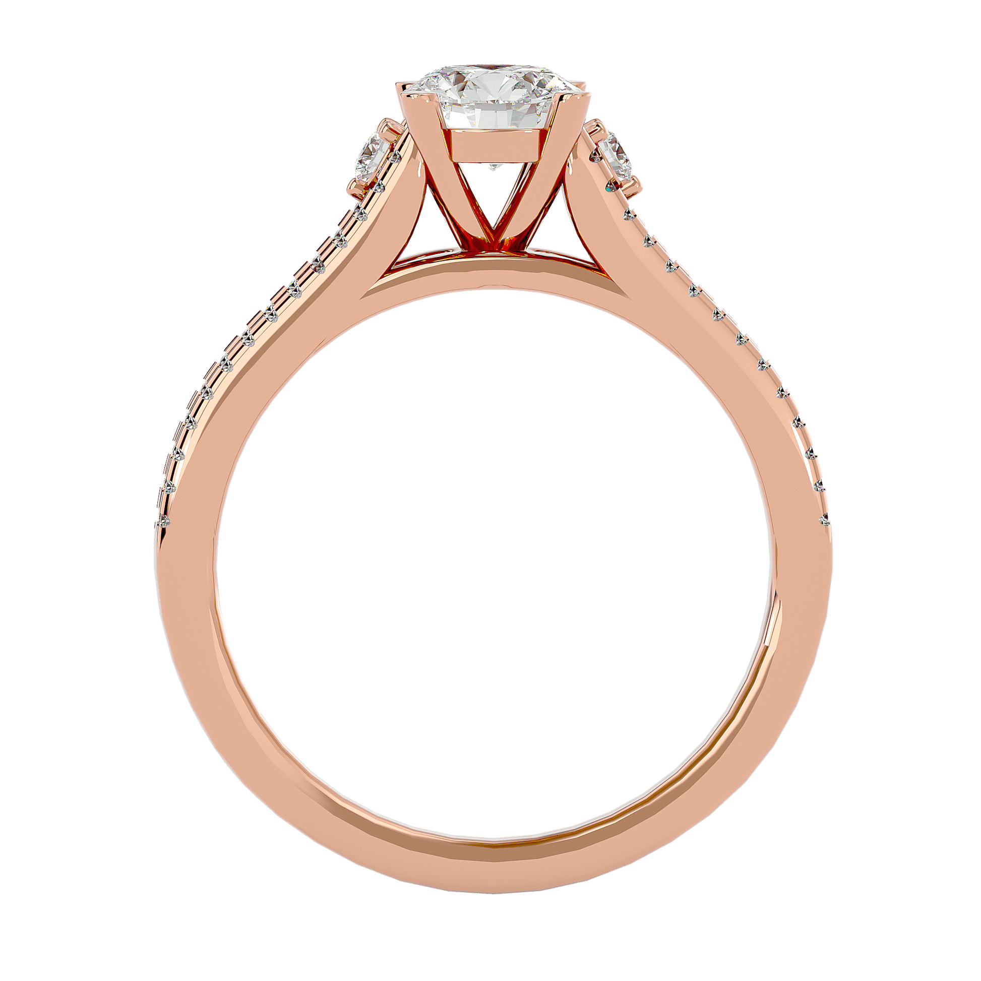 Lab Grown Round Diamond Halo Ring In Rose Gold