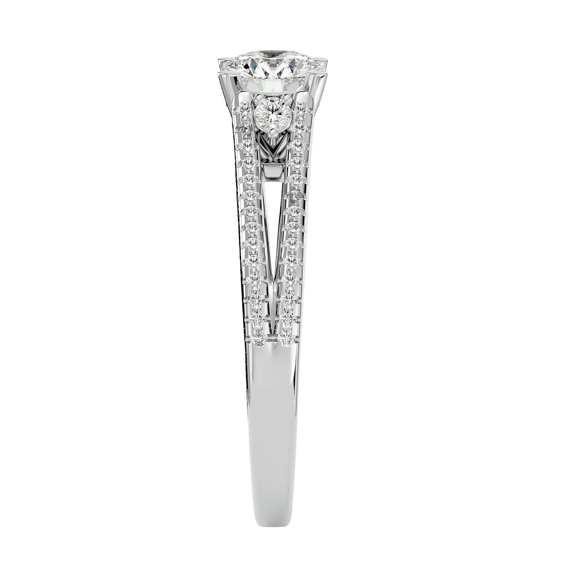 Lab Grown Round Diamond In Platinum Halo Ring