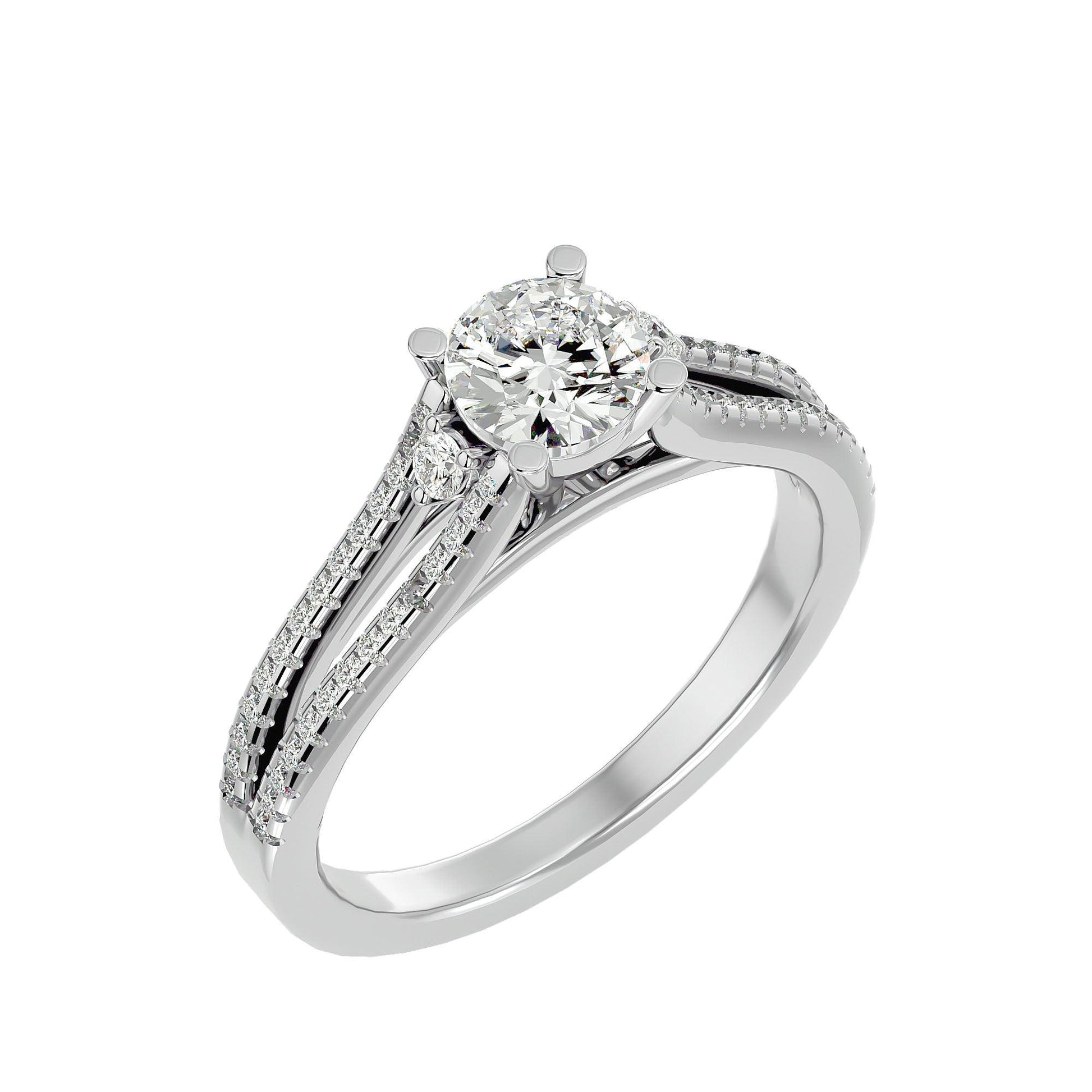 Lab Grown Round Diamond In Platinum Halo Ring