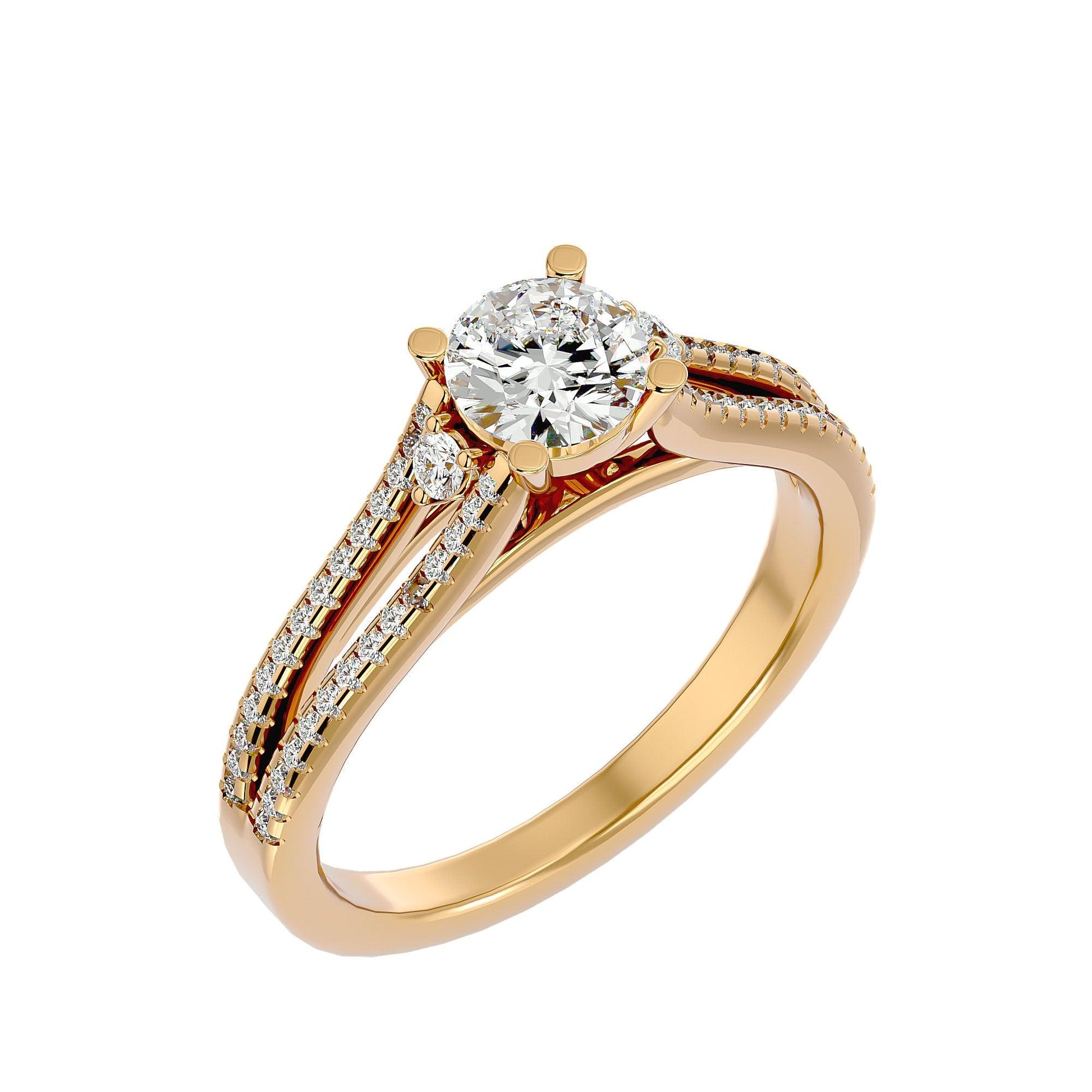 Lab Grown Round Diamond Halo Ring In Yellow Gold