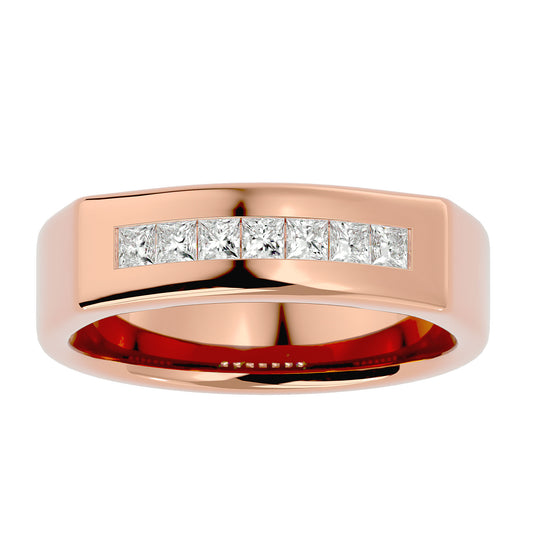 Lab Grown Princess Cut Diamond Mens Ring In Rose Gold