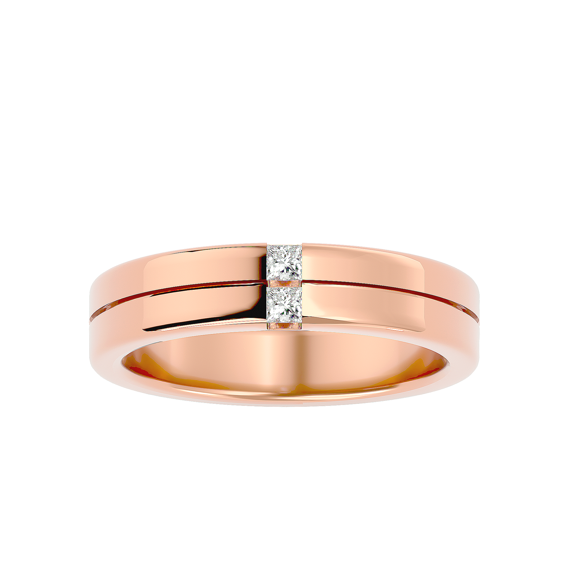 Lab Grown Princess Cut Diamond Mens Ring In Rose Gold