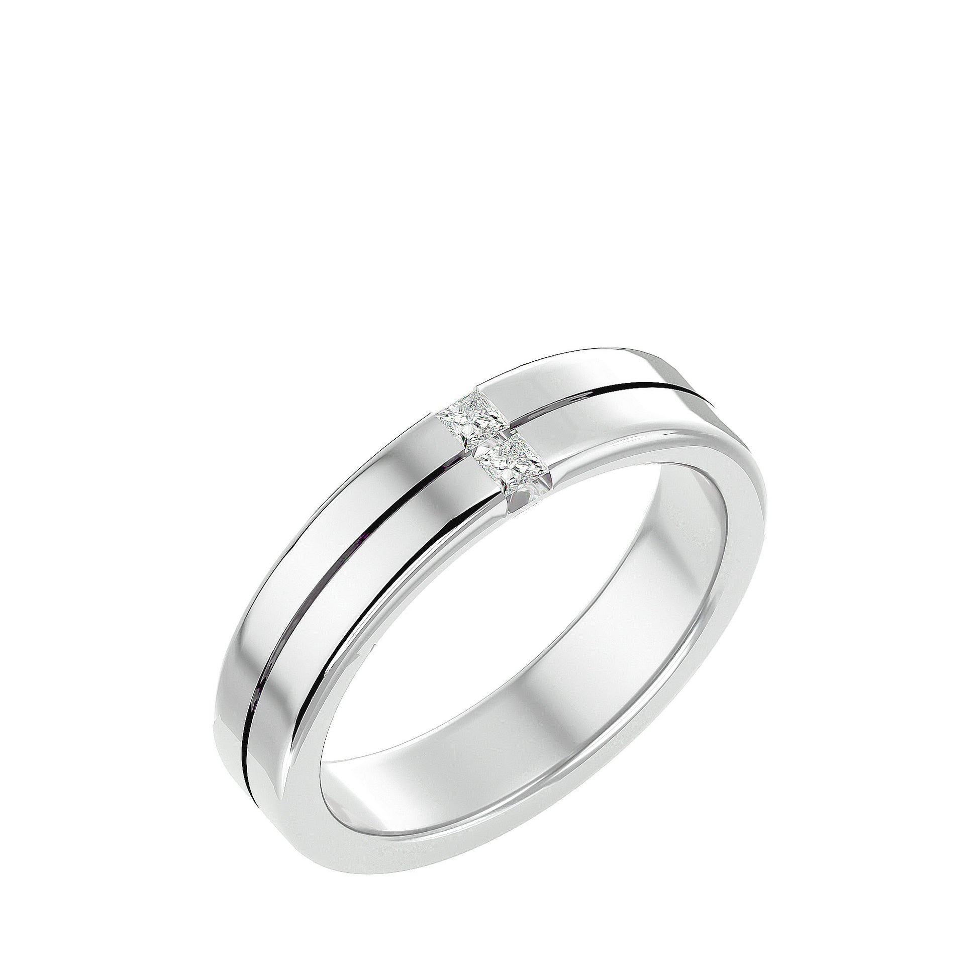 Lab Grown Princess Cut Diamond In White Gold Mens Ring