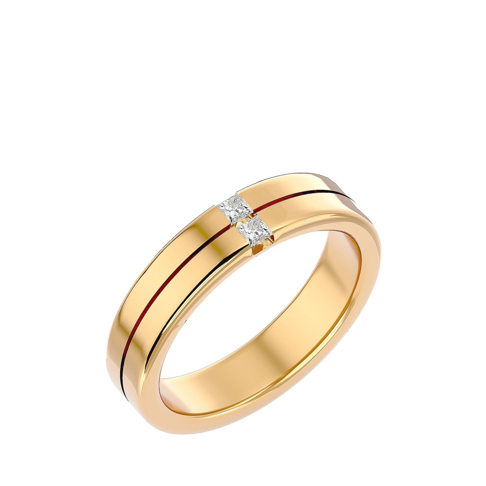 Lab Grown Princess Cut Diamond Mens Ring In Yellow Gold