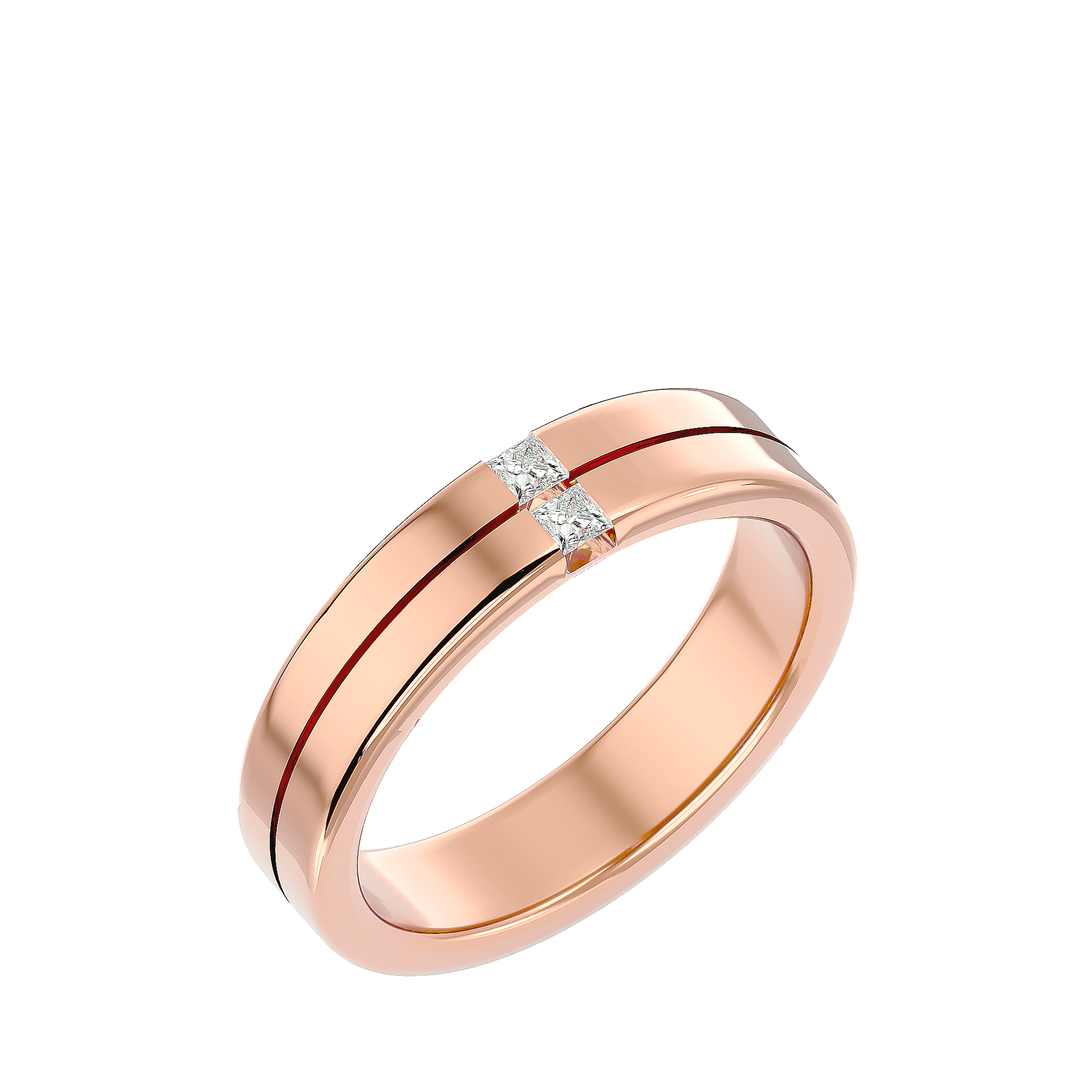 Lab Grown Princess Cut Diamond Mens Ring In Rose Gold