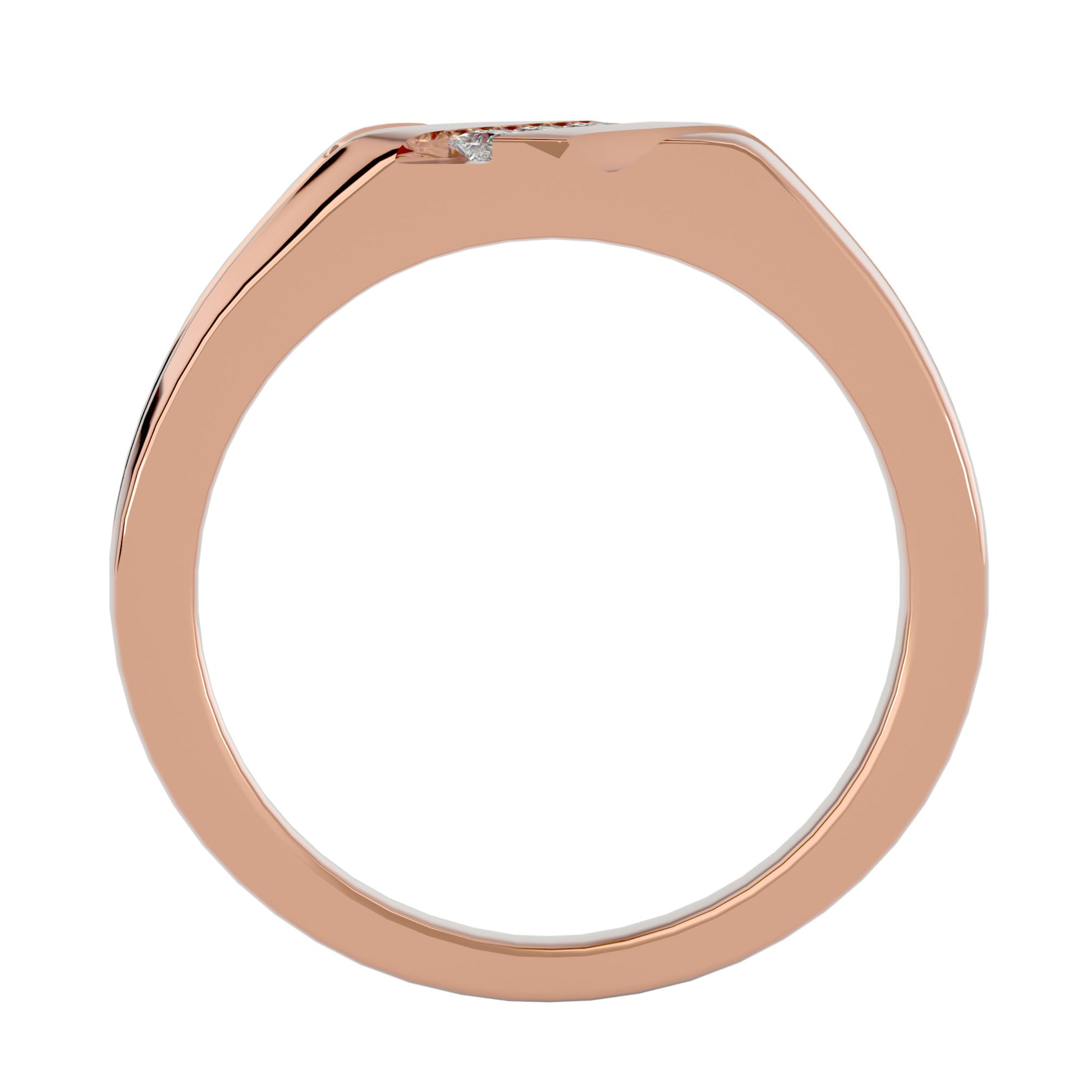 Lab Grown Princess Cut Diamond Bold Mens Ring In Rose Gold